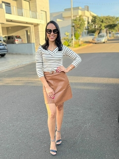 Blusa ombro à ombro listrada - AME Modas Monte Mor