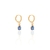 Brinco Argola com Gota Safira no Banho de Ouro 18K