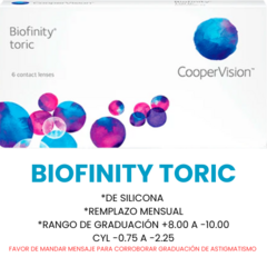 Lentes de Contacto Biofinity Toric Para Astigmatismo - comprar en línea