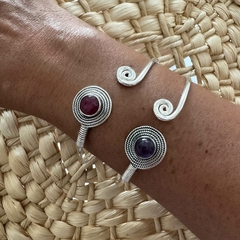 Bracelete de Prata Balinês Ametista Rubi Indiano
