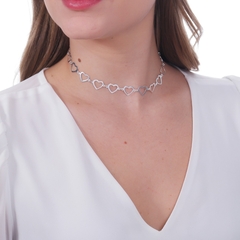 Choker de Prata Coração Vazado - comprar online