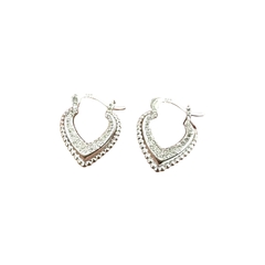 Argola de Prata Click Cravejada em Micro Zircônias