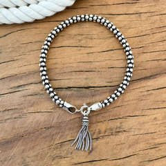 Pulseira de Prata Pipoca Grossa com Tassel - comprar online