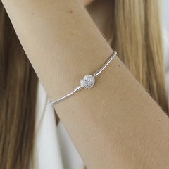 Pulseira de Prata Berloque Coração Cravejado - comprar online