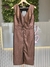 VESTIDO MIDI MARROM METALIZADO EM P.U - loja online