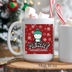 Taza blanca Abrazo Polar Pingüino - Cerámica Divertida