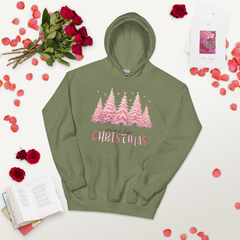 Sudadera con capucha unisex-pinos rosas