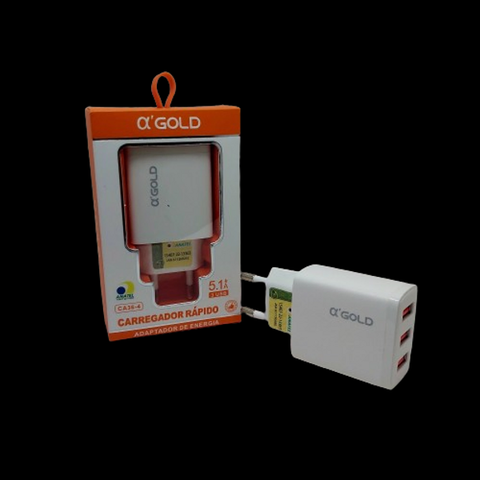 CA36-1 V8 CARREGADOR GOLD 5.1A 3 USB