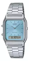 Relógio Casio Vintage AQ230A-2a1mqydf Puls. Prata Fundo Azul