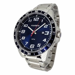 Relógio Masculino Grande Prata Pulseira Aço Mostrador Azul - comprar online