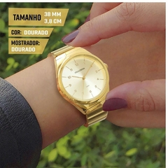 Relógio mulher bonito Minimalista Dourado grand 32157LPMVDE1 - BH Celulares 