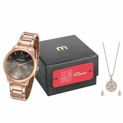Relógio feminino minimalista preto rosê 53606LPMVRE4K6 - loja online