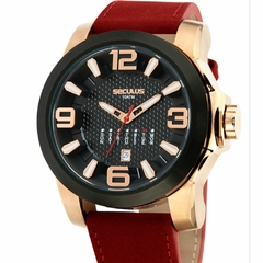 Relógio Masculino Cronógrafo Couro Vermelho