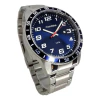Relógio Masculino Grande Prata Pulseira Aço Mostrador Azul