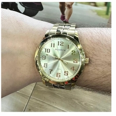 Relógio Masculino Dourado Mondaine 99195GPMVDE4 na internet