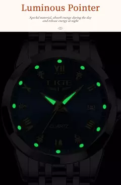 LIGE Top Luxo Elegante Relógio para Mulheres À Prova D &#39;Água Luminosa Dat - BH Celulares 