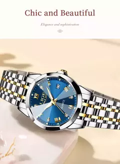 LIGE Top Luxo Elegante Relógio para Mulheres À Prova D &#39;Água Luminosa Dat - comprar online