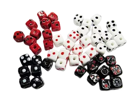 mini dado murano malandro malandragem branco com vermelho - comprar online