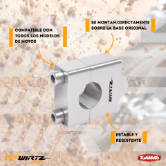 ELEVADOR MANUBRIO UNIVERSAL CON TAPA 22MM ELEVA 35 MM WIRTZ PLATA - tienda online