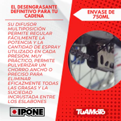 LIMPIADOR CADENA CHAIN CLEANER AEROSOL IPONE X 750ML - tienda online