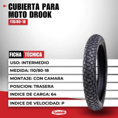 CUBIERTA 110/80-18 COYOTE 3 TT 6PR DROOK - tienda online