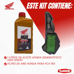 Imagen de KIT FILTRO AIRE ORIGINAL Y ACEITE HGO SEMI SINTETICO PCX 150 19/22