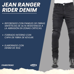 JEANS CON PROTECCIONES FOURSTROKE RANGER RIDING DENIM NEGRO