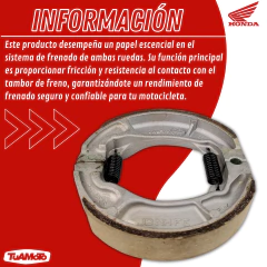 ZAPATA DE FRENO TRASERA HONDA TORNADO / TWISTER