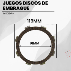 JUEGO DISCOS DE EMBRAGUE HONDA CG150/RX125 VEDAMOTORS - comprar online
