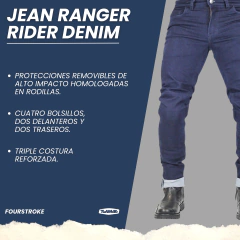 JEANS CON PROTECCIONES FOURSTROKE RANGER RIDING DENIM NAVY - comprar online