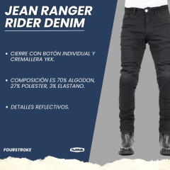 JEANS CON PROTECCIONES FOURSTROKE RANGER RIDING DENIM NEGRO en internet