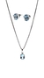 Conjunto Brinco e colar Pedra Natural Topázio Azul - Prata 925