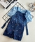 Jardineira Jeans Coração + Blusinha