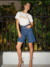 Bermuda Jeans Barra Laser - 100% Algodão - Tamanho 36