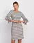 Vestido de Luxo Tweed Manga Cúpula com Flor - Azul M/38