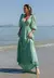 VESTIDO FEMININO LONGO LUXO DEVORE VERDE MENTA - Mabi Elegance