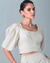 Conjunto Calça envelope e Blusa cropped mangas bufantes Linho Luxo