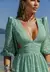 VESTIDO FEMININO LONGO LUXO DEVORE VERDE MENTA - comprar online