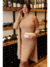 Conjunto Vestido e Casaco outono inverno Raiane Nude Feminino Sofisticado na internet