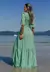 VESTIDO FEMININO LONGO LUXO DEVORE VERDE MENTA na internet