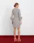 Vestido Feminino Tweed Manga Cúpula com Flor Outono Inverno na internet