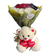 Buquê de Rosas Vermelhas e Brancas C/ Urso