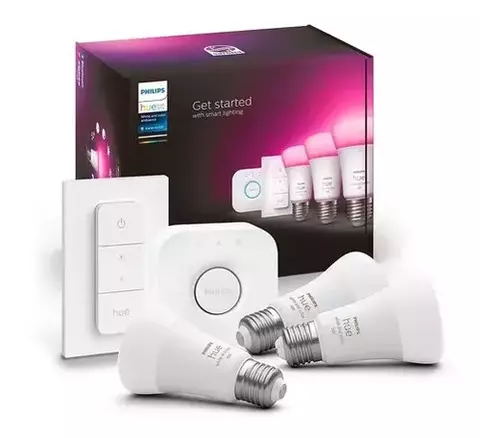 Kit Inicio Philips Hue Lámparas Led E27 8w A60 Rgb & Switch