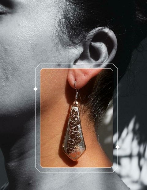 Arete Corbata Tallado plata