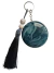 Chaveiro decorativo Medalin com pingente e tassel cinza e branco