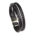 Pulseira de Couro Preto - Detalhes Trançados e Lisos Achatados - comprar online
