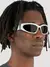 Óculos de Sol Masculino Futurista Prateado e Preto Y2k Retangular Nova moda Geométrico Novidade Óculos trend 2024 na internet
