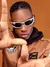 Óculos de Sol Masculino Futurista Prateado e Preto Y2k Retangular Nova moda Geométrico Novidade Óculos trend 2024 - loja online