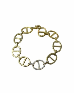Pulseira Elos Dourados com Detalhe Cravejado