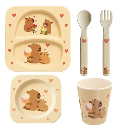 Kit Refeição Infantil 5 Peças Capivara Capikids